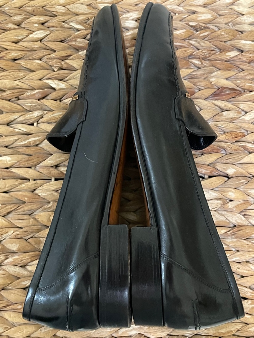 Salvatore Ferragamo Black Leather Penny Loafers with Gold Accent - Picture 7 of 8